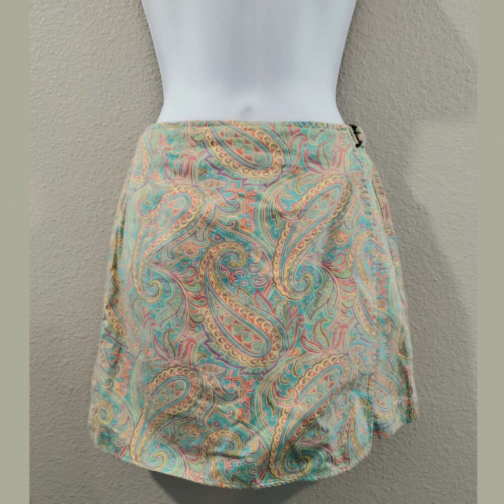 Li2sport Skort Womens 2 Petite Paisley Multicolor Blue Skirt 100% Cotton